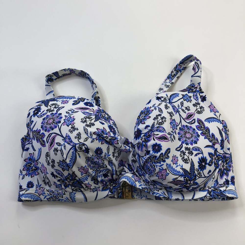 Swimsuits for All Women's Plus Size 36F Bikini Top Bra Floral Purple Clasp